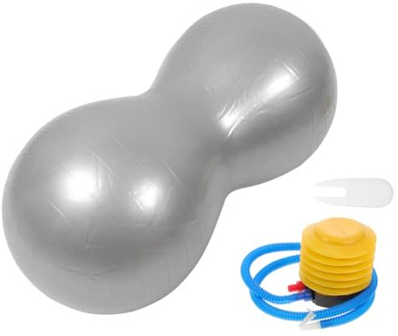 Gatuida Inflatable Fitness Ball with Inflator and Comfortable Touch Thicken Pvc Exercise Ball with Strong Bearing Capacity Silver Colour for Massage and Body Building