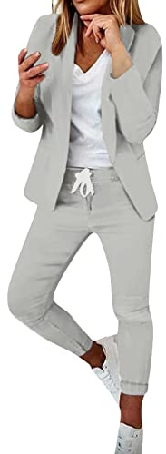 Completi Donna Eleganti Cerimonia Completo Da Lavoro Casual Eleganti Complete Ufficio Aperto Davanti Colletto Oversize Tuta Da Cerimonia Giacca E Pantaloni Tailleur Due Pezzi Business Per Sera Party