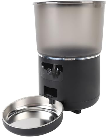 Luocute Automatische Katzenfutterautomaten, 4L Intelligente Haustier -Feeder für Kleine Haustiere Abnehmbare Mobiltelefon App Portion Control WLANE WLANE (EU-Stecker)