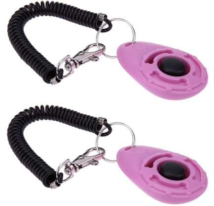 2 x pinke Clicker, einfach zu bedienen mit Knopf, Hundetrainingszubehör, stark und langlebig, Trainings- und Verhaltenshilfen