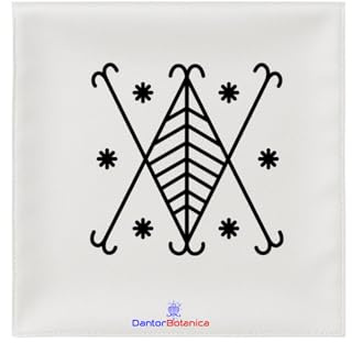 23.6X23.6 INCHES AYIZAN Veve Ceremonial Scarf, white Satin, Traditional Spiritual Design, Religious Altar Accessory Mouchwa Lwa Mouchoir Lwa Loa Mambo Ougan Manbo