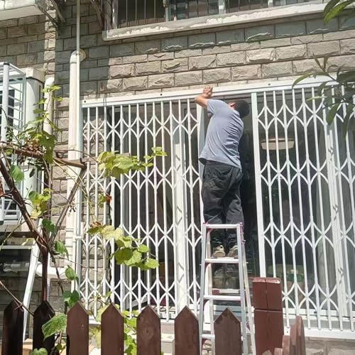 Fenstergitter Einbruchschutz Diebstahlschutz Fenstergitter für Wohnung und Haus, Einfach zu Installieren Aluminium Fenster Gitter Balustrade, Schiebezug Tür Sicherheitsstange(W120xH200cm/48x78in)