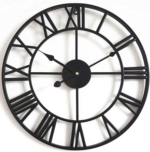Outdoor-Metall-Uhr mit römischen Ziffern, wasserdichtes schmiedeeisernes Design für Garten oder Terrasse, klassischer Stil, 60 cm