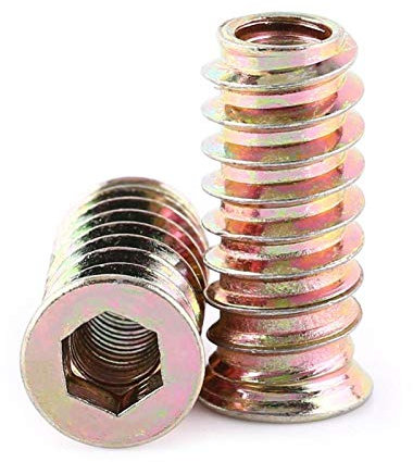 Packung Mit 20 Stück Zinklegierung Möbel Hex Antrieb Nuss Gewindeeinsatz Holzeinsatz Muttern Sortiment(M6x25mm)