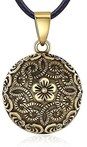 EUDORA Harmony Ball Collier Bola de Grossesse pour Femmes Enceinte, Vintage Style Pendentif Colliers avec Musique Balle pour Maman bébé Cadeau Bijoux, 76cm + 114cm Chaîne