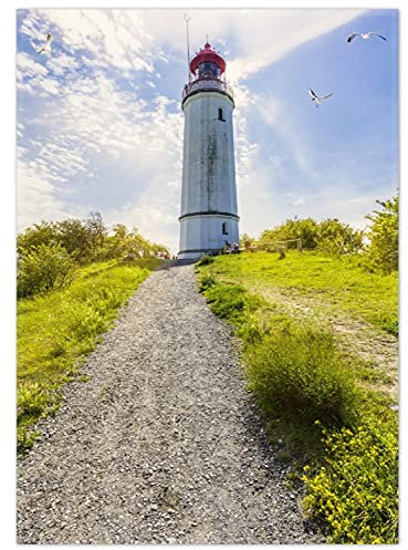 Wallario Rutschfester, Teppich mit Motiv - Fußmatte Leuchtturm auf Hiddensee bei Sonnenschein, Größe 50 x 70 cm - flachgewebt