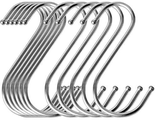 Yogopro 10 Stück S Haken zum Einhängen Edelshahl Groß 11cm Kleiderbügel für Küche,Bad,Schlafzimmer,Büro