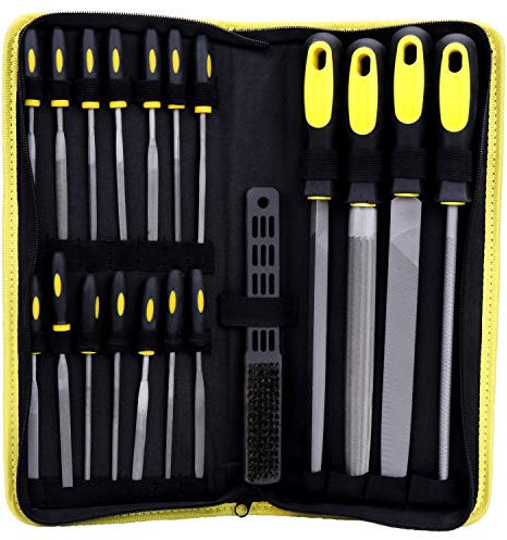 WiMas 19PCS Werkstattfeile Satz, Diamant Feile Set, Handfeilen-Kit mit flacher, Halbrunder, Runder, Dreieckiger Feile und Nadelfeile