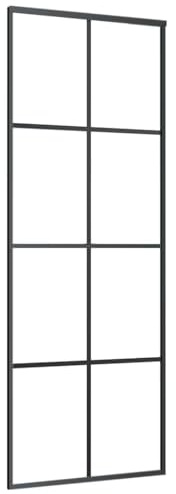 vidaXL Skjutdörr aluminium med ESG-glas 76x205 cm svart