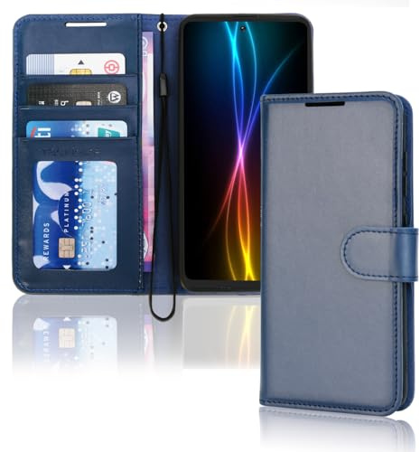 TECHGEAR Galaxy S21 Étui Portefeuille en Cuir, Housse de Protection avec Porte-Cartes, Support et Dragonne - Cuir PU Bleu avec Fermeture Magnétique Conçu pour Samsung S21 / 5G