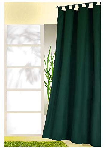 heimtexland ® Dekoschal mit Schlaufen und Kräuselband Uni Blickdicht Aber lichtdurchlässig - Vorhang einfarbig - Schlaufenschal Bandschal Ökotex Gardine Tannengrün HxB 245x140 Typ117
