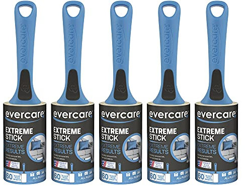 Evercare All Purpose Lint Brush, Value Pack - 5 Rollers (300 Sheets Total), Blue