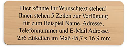 Adress-Aufkleber | PERSONALISIERT | 256 Stück | kleine Etiketten mit Wunsch-Text - Fotomotiv Farbe Holzmuster 6 | für Namen und Adressen