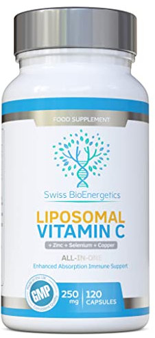 Liposomal Vitamin C Complex with Zinc, Selenium and Copper : All-in-ONE Enhanced Absorption Immune Support : 250mg, 120 Vegan Capsules (4 Month Supply) : Non-GMO, Made in UK