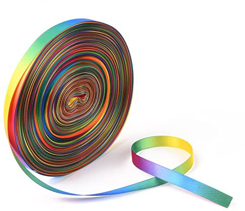Pandahall Polyesterband mit Regenbogen-Farbverlauf, 9 mm, doppelseitiges Satinband, mehrfarbig, für Haarschleifen, Geschenkverpackungen, Festivals, Hochzeiten, Partys, Dekoration