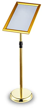 KDOQ A3-Plakatständer, Verstellbarer Schilderhalter, Menü-Bodenständer, Aluminiumsockel, Bodendisplay, Klapprahmen für Hochformat, Querformat (Color : Gold, Size : Rotating Type)