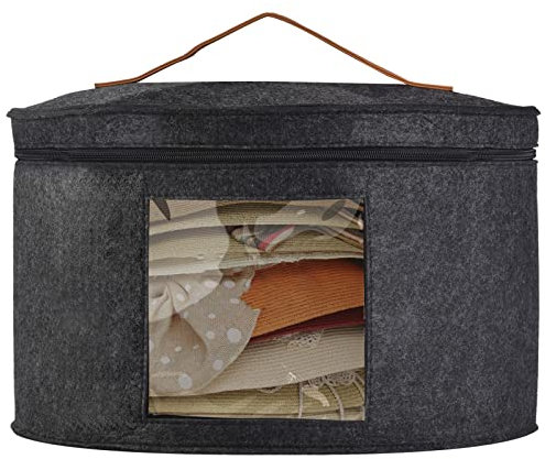 Boîte à chapeau ronde de 39 cmx24 cm avec couvercle – Bac à chapeau portable avec bord large et fenêtre transparente, convient pour l'organisation dans l'armoire, étanche à la poussière et poids léger