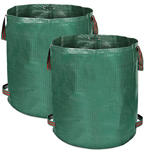 Large Garden Waste Bags (H76 X D 67) Cm 272L Garden Bags Heavy Duty with Handles Strong Green Sacks Reusable & Leaf Bags for Garden Yard | Pack of 2