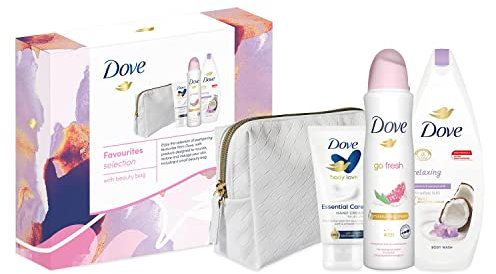 Dove Favourites Selection Bodywash Deo & Handcream 3pcs Gift Set with Beauty Bag