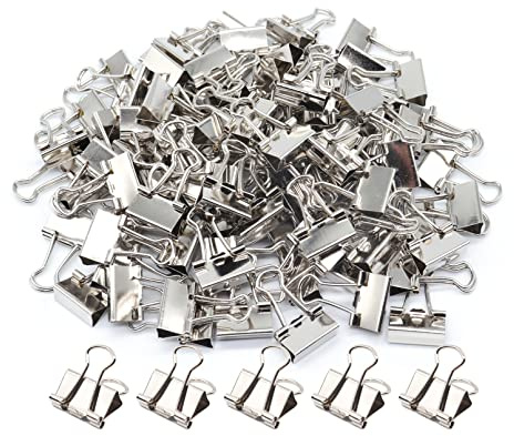 Silver Binder Clips, Mini Paper Clip, Small Paper Clamps 15mm (5/8 inch), 100 Pack Micro Size Office Clips for Home School and Business (Silver)