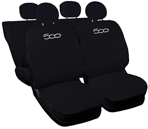 Rebeca Shop Kompatible Autositzbezüge, Sitzbezüge Auto, mit 500 Made in Italy Set in verschiedenen Farben (Schwarz)