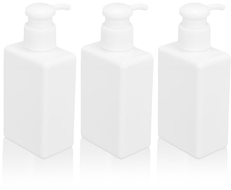 3 Stück 150 ml Nachfüllbare Kunststoffflaschen mit Pumpspender | Seifenspender Kunststoff Quadratische Lotionspender Leerflasche Pumpflasche für Shampoo Dusche Conditioner Lotions