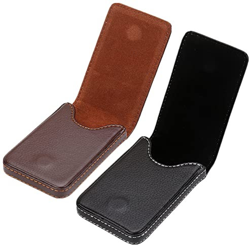 Spydge 2 stücke Visitenkartenetui PU Leder Visitenkartenetui Flip Stil Tasche Business Name Karten mit Magnetverschluss aus Metall für Herren Damen