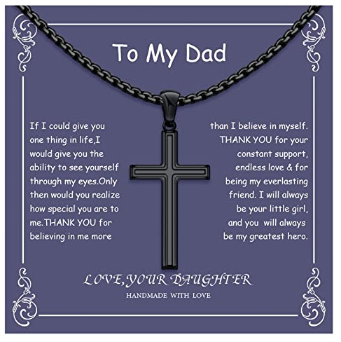 VU100 Kreuz Anhänger Halsketten für Männer Geschenk für Papa Vatertag Geschenk für Papa Christliche Ostergeschenke für Ihn, Geburtstagsgeschenk Kreuz Kette Weihnachtsgeschenke