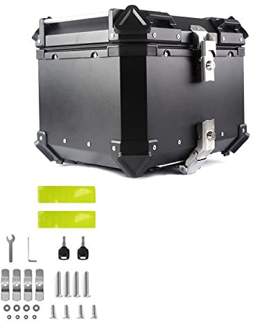 JUNNIU 28L 55L 65L 80L 100LMotorrad-Topcase Topbox für Fahrradkoffer mit Schloss zur Heckboxmontage/Schwarz/A-28L Decoration