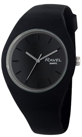 Ravel - Unisex Slim Comfort Fit Contrast-Uhr mit Silikonarmband - Analog Quarz - R1804.31 - Schwarz/Grau