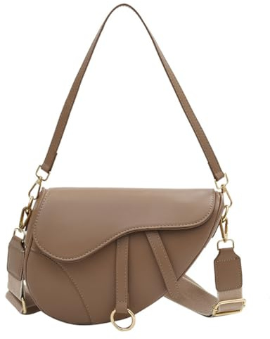Mode PU Damen Umhängetasche Sattel Tasche Retro Damen Kleine Handtasche Y2K Bag Crossbody Bag Achseltasche mit Zwei Schultergurten