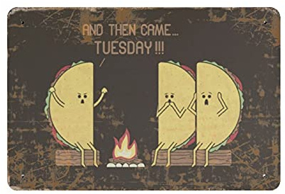 GQWJKSZ Tacos Tuesday - Placa de metal para colgar en hierro, pintura retro para el hogar, cocina, jardín, garaje, decoración de pared, 8.0 x 12.0 in