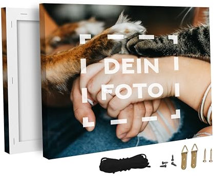 Art100 Leinwand personalisiert mit Wunschmotiv | Foto Leinwandbild mit eigenem Bild | persönliches Wandbild zum selbst gestalten | Fotogeschenk, verschiedene Größen + Aufhängeset | 30x20cm