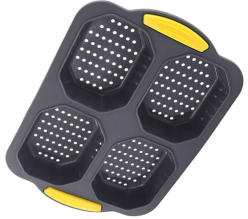 ABOOFAN Silikonform Hamburger-Brötchenformen Silikon-Burgerform Backformen Für Französisches Brot Mit 4 Mulden Brötchenform Antihaftbeschichtete Kastenform Perforierte Backform Für