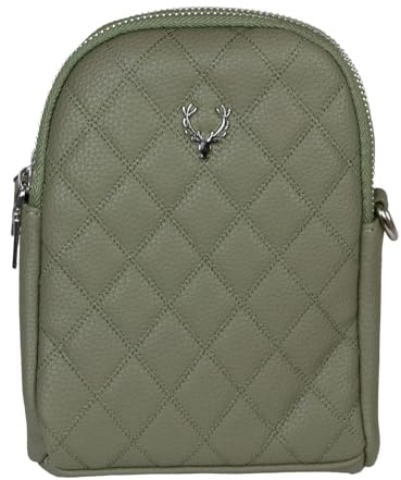 Trachten Handtasche Emma | Dirndl Umhängetasche mit Hirsch Applikation (Olivgrün)