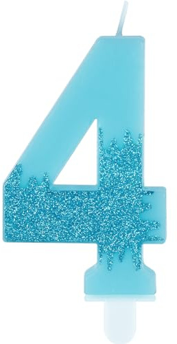 Blaue Geburtstagskerzen Zahlen 4 Kerzen für Kuchen, blaue Partykerzen, Happy 4th Birthday Kerze, Glitzerkerzen, Tortenaufsatz für Mädchen und Frauen, 4. Geburtstag, Partydekorationen, Hochzeitstag