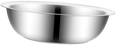 CIYODO Saladier Inox en Acier Inoxydable Argenté Grand Bol à Fond Plat, Multi-fonction Adapté pour Lavage Ménager et Préparation de Nouilles ou Œufs