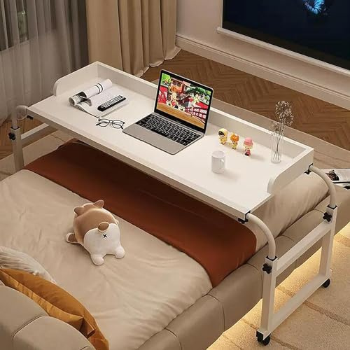 Tavolo servitore per postazione di Lavoro Portatile con Rotella Mobile, Letto a Croce, scrivania, Estensibile, Altezza 115-210 cm, può Sollevare 65-95 cm, per la Camera da Letto di