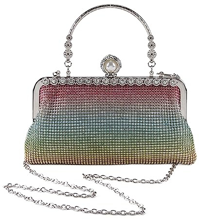 TAKOXIA Tasche für Damen, Glitzer-Geldbörse, Abendtasche, elegante Party, Bankett, Hochzeit, Clutch, Damen-Handtasche, Frauen, Mädchen, Cocktail-Umhängetasche, Buntes Rot, As shown in the figure