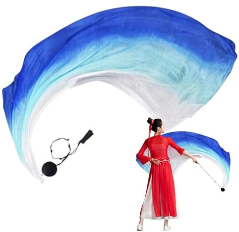 Tanz Seide Schleier | Bunte Seidenflagge Band Streamer - schrittweise Farben elegant Seide Flagge Band mit Poi Ball für Tanzfluss Arzt Bauchtanz Praxis