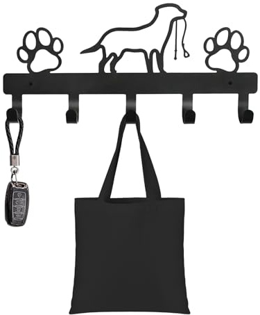 Greyoe Schlüsselbrett, Schlüsselboard, Schlusselbretthaken, Wand-Schlüsselhalter mit Haken, Schmiedeeisen, Schlüsselanhänger, Schlüsselhaken, Metallkunst-Ornament Schwarz (Hund)