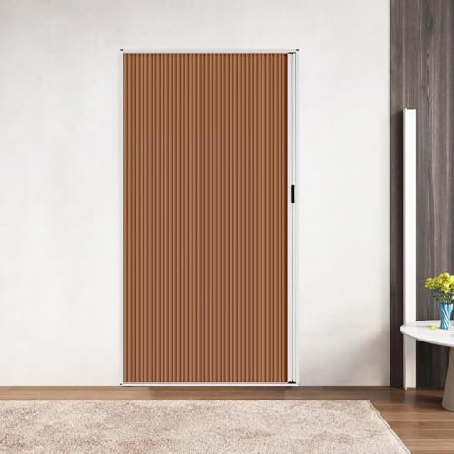 Falttür Brauner, Plissierter Faltvorhang für Ziehharmonikatüren, Innenverkleidung Aus Polyester in Ziehharmonika-Optik für Kleiderschrank/Speisekammer, Raumteiler für Küchentüren(52x80in(132.1x203.2cm