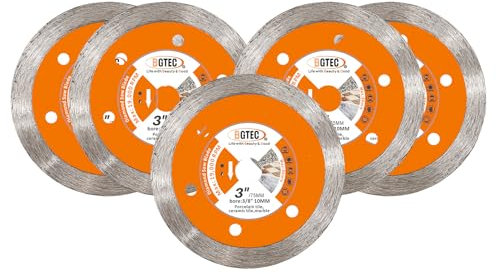 BGTEC 5x Disco Diamantato for Ceramica, per Pietra, Piastrelle, Ceramica, Ø 75 x 10 x 8 mm, Accessori per Smeriglatrici Angolari
