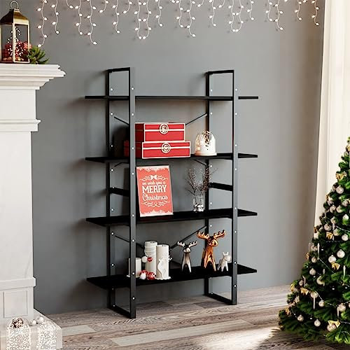 FUDUGEHMIOFWFJJ Gaming Room,eckkommode,Bücherregal 4 Fächer Schwarz 100x30x140 cm Kiefer MassivholzGeeignet für Bad, Küche, Schlafzimmer
