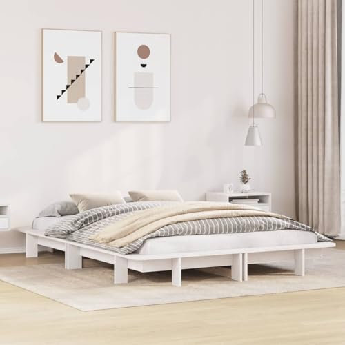 Buzaza Massivholzbett ohne Matratze Weiß 140x190 cm Holz Bett Massivholzbett Bed Frame Bettgestell Bett Holz Kiefernholz - 850672