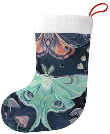 Hgbbdyyjj Moth Personalisierte Weihnachtsstrümpfe für Herren und Damen, Weihnachtsstrümpfe, weiches Polyester, dekorative Socken, Schwarz , Einheitsgröße