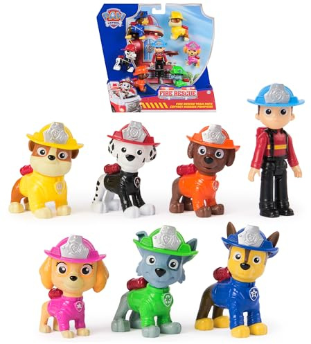 Paw Patrol - Pat Patrouille - Coffret Cadeau 7 Figurines Fire Rescue Mission Pompiers - Figurine À Collectionner - Pat Patrouille Jouet - Cadeau Enfant 3 Ans Et + - Jouet Enfant 3 Ans Et +