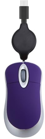 Generico Mini mouse ottico retrattile con cavo per PC, mouse con cavo Type-c 1000DPI Mouse ottico da viaggio per cuociriso per PC Desktop Notebook (Viola)