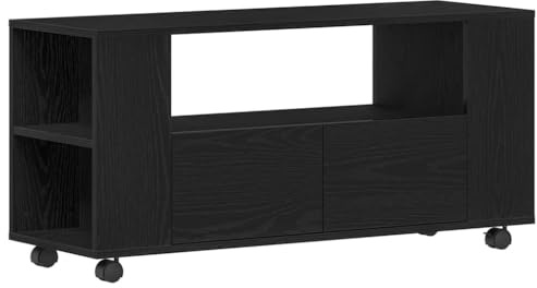 vidaXL TV-Schrank mit Rollen Schwarz Eichen-Optik 102x34,5x43cm