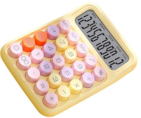 Calculadora de Escritorio Electrónica, Colorido Calculadora de Interruptor de Teclado Mecánico con Botones Grandes, Calculadoras Color de Dulces Lindo Botón Redondo de Pantalla